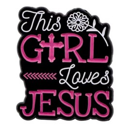 This Girl Loves Jesus Christ Love Holy Cross Crucifix Crucifixion Heart Christian Bible Catholic God Faith Church 1.25" Enamel Pin Badge