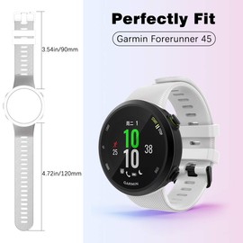 MoKo Band Compatible with Garmin Forerunner 45/Forerunner 45S/Swim 2, Soft Silicone Adjustable Replacement Strap, White