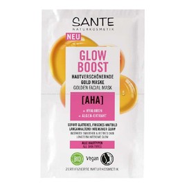 SANTE Naturkosmetik Glow Boost Hautverschönernde Gold Maske mit AHA, Hyaluron & Algen-Extrakt, 8 ml