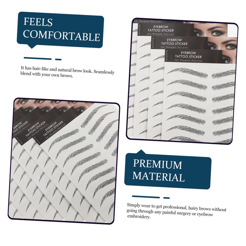TOVINANNA 6sheets Instant Natural Full Brows Imitation Eyebrow Sticker Tool