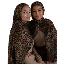 ZGMYC Fashion Leopard Print Hijab Scarf for Women Soft Modal Cotton Instant Hijab Head Wraps Shawls Long Scarves