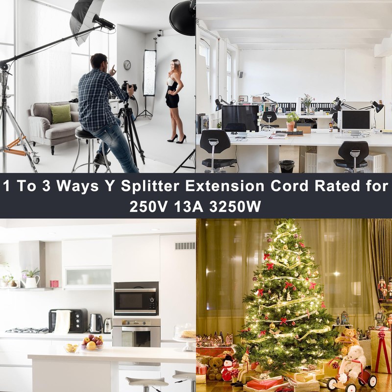 3 Way Splitter 3X C13 to C14 Power Cord Split