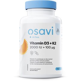 Osavi Vitamin D3 + K2, 2000IU + 100mcg - 120 softgels