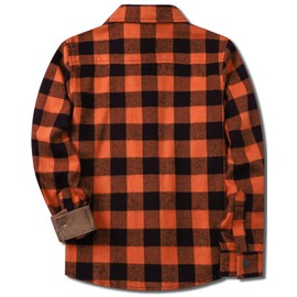 Men's Flannel Shirts Long Sleeve Button Down Plaid Shirts with Corduroy Collar Orange Plaid, 2XL
