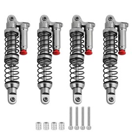 RZXYLRC Metal Adjustable Piggyback Shock Absorber Oil Damper for 1/10 RC Crawler Axial SCX10 i ii iii PRO Capra Tamiya CC01 D90 TRX4 HPI Upgrades (titanium, 90mm)
