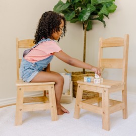 Melissa & Doug Wooden Chairs, Set of 2 - Blonde Furniture for Playroom Kids Wooden Chairs, Children's Playroom Furniture