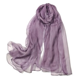 Shanlin Mulberry Silk Long Scarves in Gift Box (65”x39.5) Solid Purple