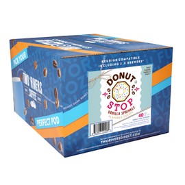 Donut Stop Vanilla Sprinkle Flavored Coffee Pods, 40 Count, Compatible with 2.0 K-Cup Brewers, Medium Roast, Kosher Certified