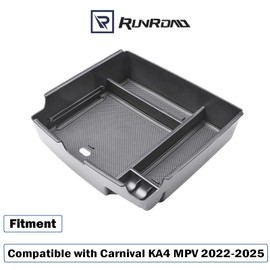 RUNROAD Center Console Organizer Tray Compatible with Kia Carnival KA4 MPV 2022 2023 2024 2025 Accessories, Armrest Storage Organizer Tray Coin Holder Secondary Storage Box, Black Line