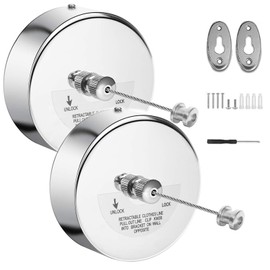 Yuehuam 2 Pack Retractable Clothesline Stainless Steel Clothes Dryer 9.2 Feets Adjustable Laundry String Heavy Duty Stainless Steel Rope Retracting Clothes Line for Indoor Outdoor