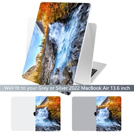 Batianda Case for New MacBook Air 13 inch 2025 M4 2024 2022 Model A3240 A3113 M3 A2681 M2, Designed Protective Hardshell Keyboard Cover & Screen Protector and USB-C Adapter, Waterfall