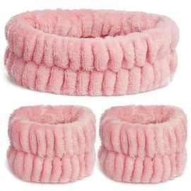 3 Pieces Face Wash Headbands Spa Makeup Sweatbands for Skin Care Soft for Women Girls Bathroom Yoga Sports (Pink)