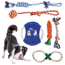 ZHEYU Juguete Interactivo de Cuerda para Perros, Resistente para Perros medianos y pequeños, Duradero Juguete para Cachorros Durante la dentición, Juguete de Cuerda masticable. (Azul（6piezas）)
