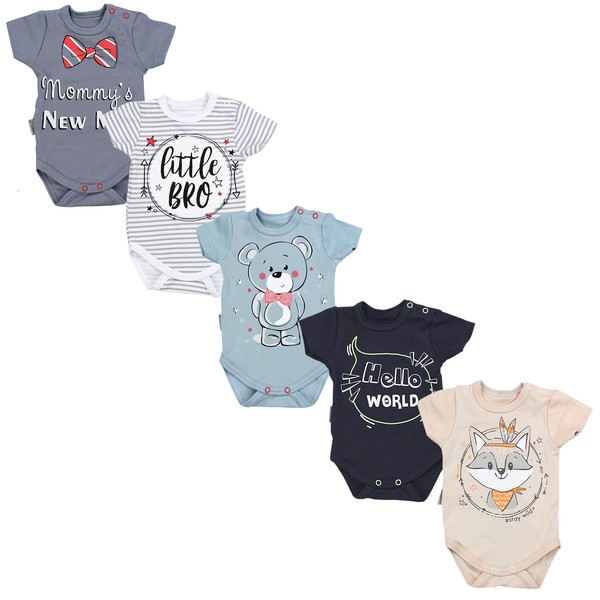 TupTam unisex baby short-sleeved bodysuit with printed slogan, pack of