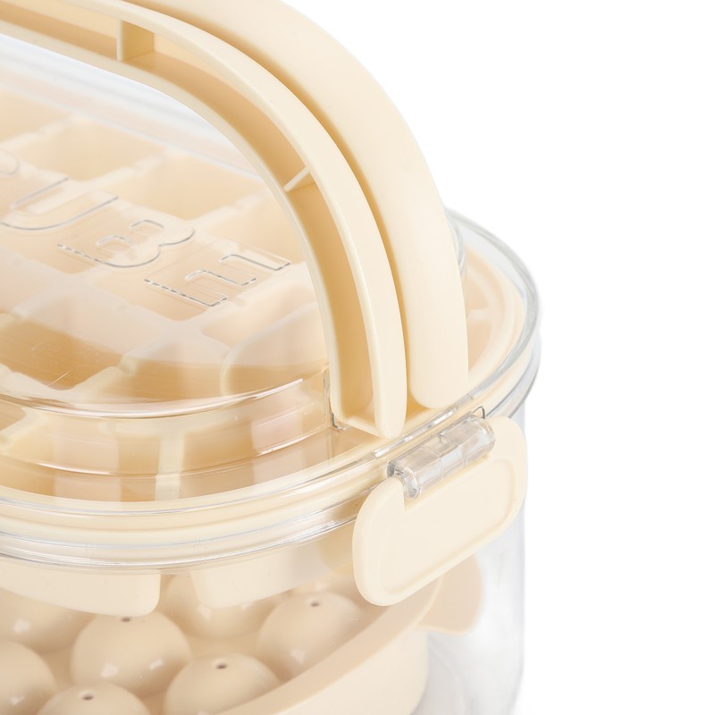 Ice Cube Tray with Lid Bin 2 Layer Ice Trays