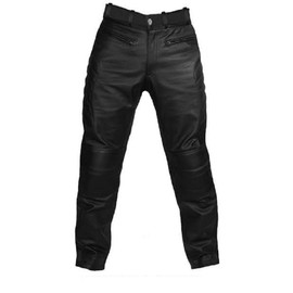 Men’s Black Leather Motorcycle Pants – Biker Style Real Cow Leather, Reinforced Seams, Classic Fit for Riding & Streetwear Garment Waist 38", Inseam Length 32"