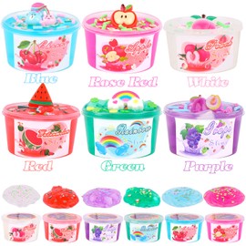 6 Packs Candy Bag Packaging Slime Kit - Clear Slime, Crunchy Slime for Kids with Various Peachybaby Slime Add-ins, Non Sticky Slime Party Favors for Girls and Boys