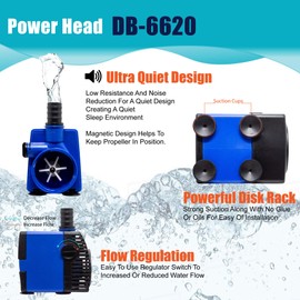 Aqua Dream 528 GPH Submersible Pump(2000L/H,45W) Ultra Quiet Adjustable Water Pump for Pond,Aquarium,Fish Tank,Fountain,Hydroponics,Statuary - 1 Pc