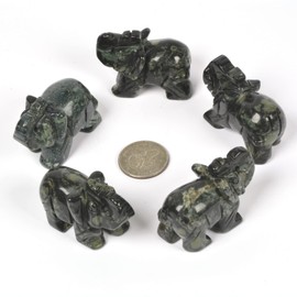 Justinstones Kambaba Jasper Elephant Figurine Office Home Decor Reiki Chakra Crystal Healing Guardian Desk Decoration Stone Crafts Gemstone Collectible 2 inch