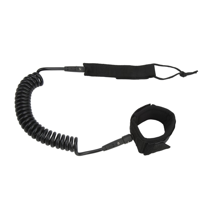Surfboard Leash High Elasticity TPU Black Adjustable Coiled Surfing Leg