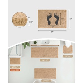 Disolla Beige Bathroom Rug 24x48 Non Slip Fluffy Bath Mat for Bathroom Floor Washable Plush Luxury Bath Rug for Tub Soft Shaggy Absorbent Shower Sink Mat