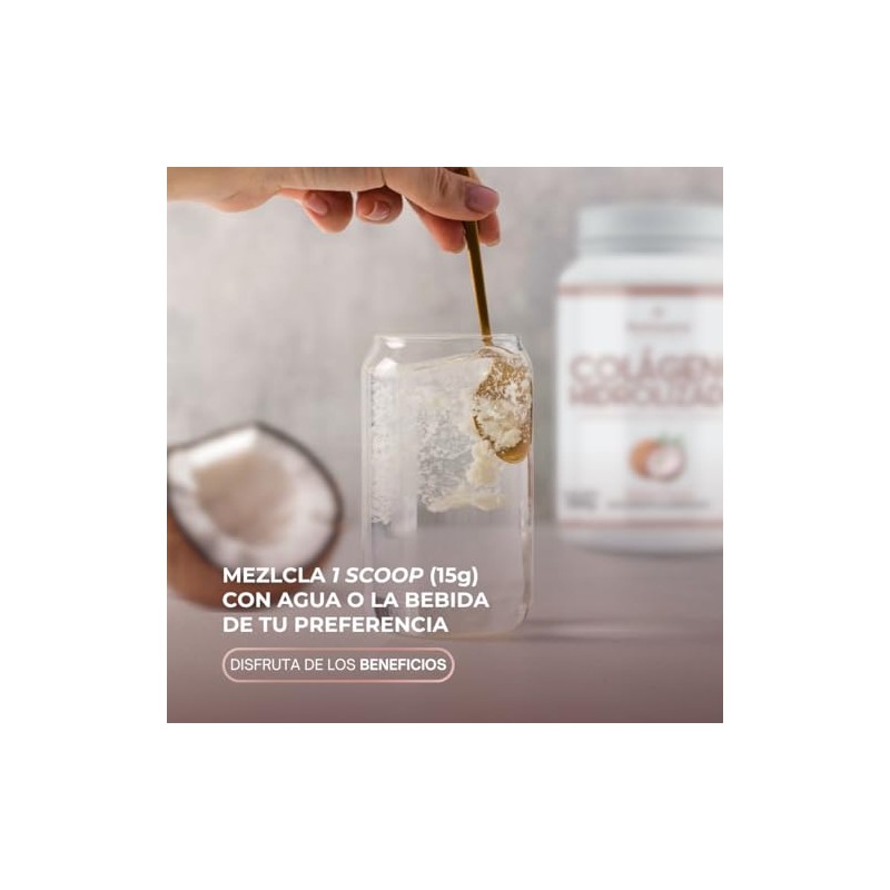 Nutresana Colágeno Hidrolizado Sabor Coco Ácido Hialurónico Vitaminas Omega Suplemento