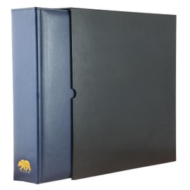 Ursae Minoris Manor Library Deluxe 3 Q-Ring Standard Format Album for Up to 300 US and World Banknotes up to 8” x 3 ½” – Deep Blue with Black Slipcase