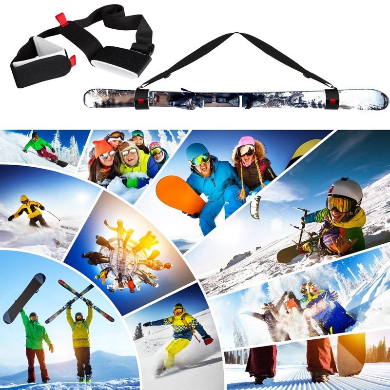 2 Pack Ski Carrier Straps Adjustable Shoulder with Cushioned Ski