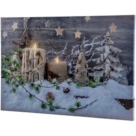 Northlight Rustic Winter Christmas Led Lighted Canvas Wall Art, Brown