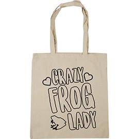 Hippowarehouse Crazy frog lady Tote Shopping Gym Beach Bag 42cm x38cm, 10 litres