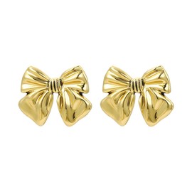 Jascatin Double Layer Bow Pendant Necklace Gold Collar Necklaces Bracelet Earrings Choker Necklace Chain for Women (Earring-A)