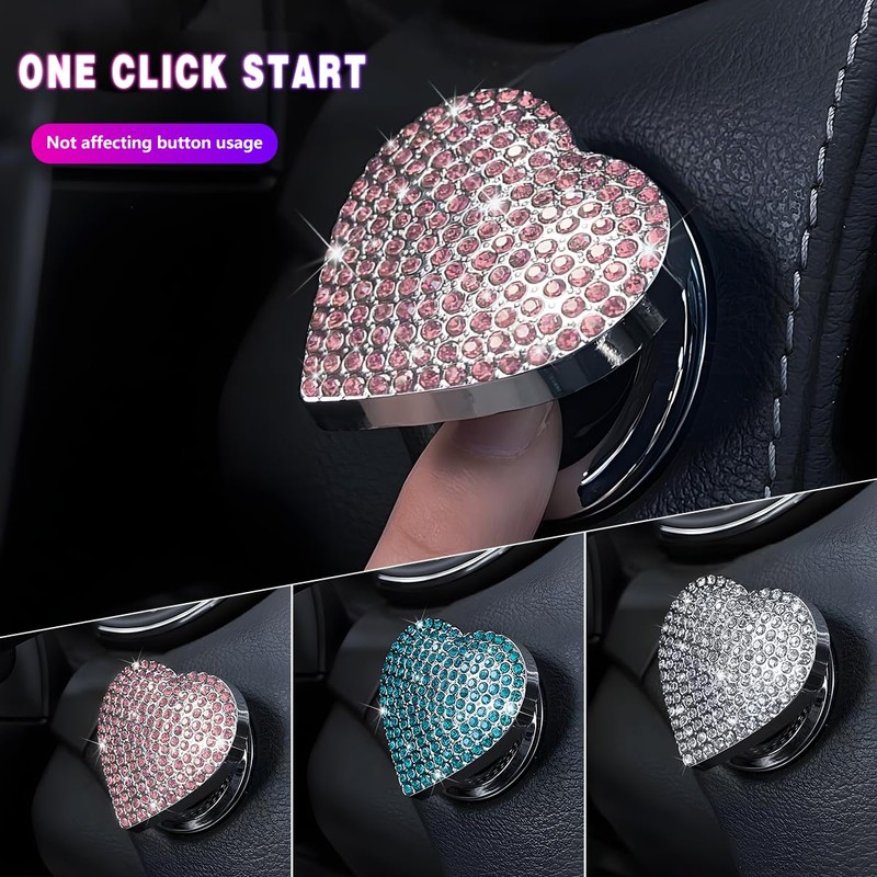 Adunsiaoto Car Push Start Button Decorative Protective Cover, Car Engine