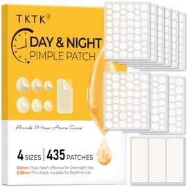 TKTK Bulk Pimple Patches for Face, 435 Patches 4 Size Acne Patches Day and Night, Hydrocolloid Patch Thin & Thick Pimple Stickers for Covering Zits, Blemishes and Breakouts