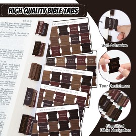 Bible Tabs, Laminated Bible Tabs for Women & Men, 75 Tabs, Bible Tabs for Study Bible, Large Print Easy to Read and Apply Tabs for All Ages (Brown)
