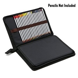 BTSKY® - Estuche portátil de lona con cierre de colores para lápices de acuarela (negro)
