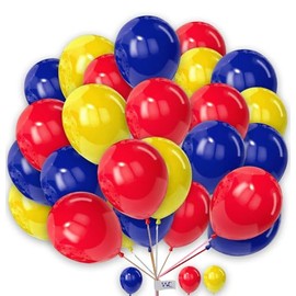 Plain Round Balloons 10 Inch Red Blue and Yellow Balloons for Birthday Pack of 25 Latex Balloons for Kids Party Baby Shower Decorations Engagement Wedding Party.
