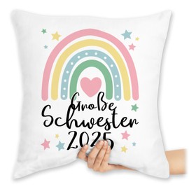 Cushion 40 x 40 cm Decorative Cushion - Big Sister Gift 2024 Rainbow Big Sister - 40 x 40 cm - White - Sisters 2023 sis Gift Ideas + for + Siblings Large + Sister + Gift