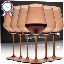 French Style Large Handblown Colored Crystal Wine Glasses+ Luxury Gift Box-18oz-Colorful Wine Glasses, Luxury Wine Glasses, Colored Wine Glasses Set of 6, Unique Wine Glasses with French elegance