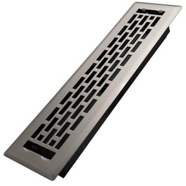 Howeall 2x12 Inches Heavy Duty Walkable Floor Register - Easy Adjust Air Supply Lever Decorative Floor Vent Covers - Boston Design Vent Covers for Home - Satin Nickel