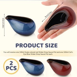 2 Pack Fine Porcelain Gravy Boat, 3.5Oz/100 ml Small Ceramic Creamer Container with Spout, Coffee Sauce Milk Pitcher Set for Breakfast Restaurant Home Salad Dressing (Style B)