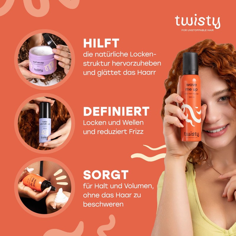 TWISTY Curl Routine Set: Curl Cream, Curl Foam & Curl