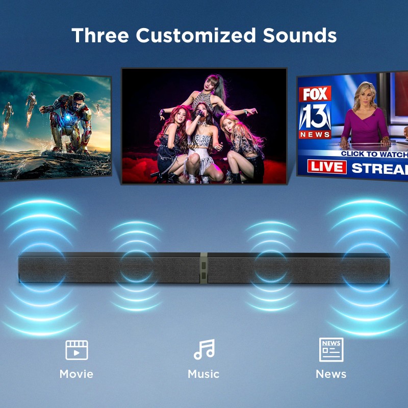 Sound Bar for Smart TV 80W Soundbar 2.0 Channel TV