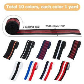 Hobbspring 10 Yard Wide Soft Elastic Band 10 Colours Striped Waistband Elastic Webbing Comfortable Sewing Elastic Trim for Sewing Crafts Clothing Bags Decorations