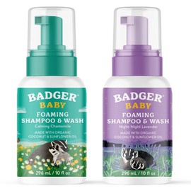 Badger Baby Wash, Calming Chamomile & Relaxing Night Night Lavender Combo, Organic Baby Body Wash, 10 fl oz (2 Pack)