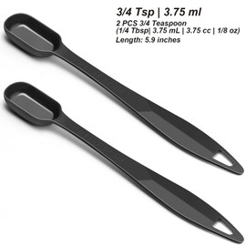 2 Pcs 3/4 Teaspoon(| 3.75 mL | 3/4 Tsp | 1/4 Tbsp | 3.75 cc | 1/8 oz) Stainless Steel Single Measuring Spoon, Long Handle Metal Measuring Spoon, Kitchen Gadgets for Cooking & Baking(Black)