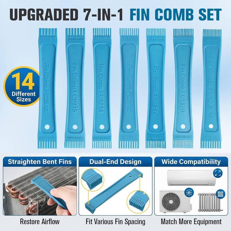 8 PCS Air Conditioner Fin Cleaner Kit, 2-in-1 AC Fin