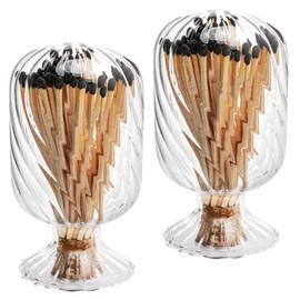 moonoom 2 Set Helix Shaped Match Holder, Glass Matches Cloche for 4 Inch, Upside Down Match Holder Jar for Scented Candle on Dining Table Fireplace Bathroom Decoration, Not Include Matches