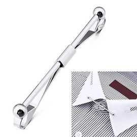 Men's Collar Tie Pin Chain Brooch Cravat Tie Clip Clasp Bar for Men Party Best Gift (Silver)
