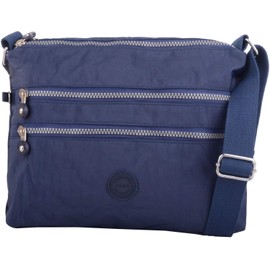 Valita Womens Crinkled Nylon Cross Body/Shoulder / 'Small Messenger' Bag - Navy