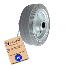 ZAB-S Rubber Wheel Diameter 140 mm with Solid Rubber Tyres, Bore 15 mm - Robust Industrial Wheel for Transport Trolley 30S (Pack of 1, Grey)